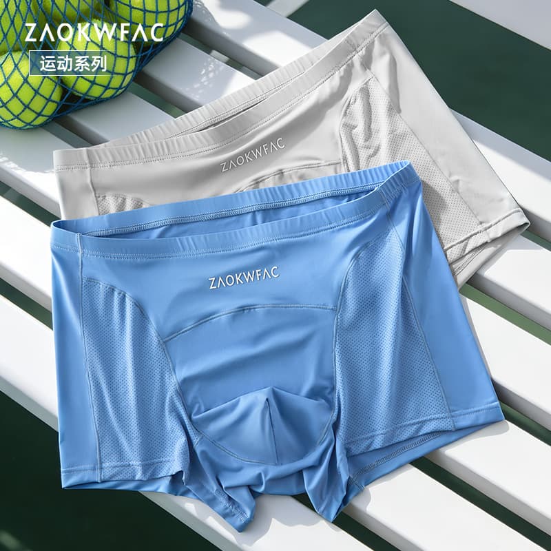 Clear Zero-Sense Air Conditioning Pants, Ice Silk Nylon Men's Underwear, Summer Ice Silk Mulberry Silk Inner Lining Men's Air Conditioning Briefs