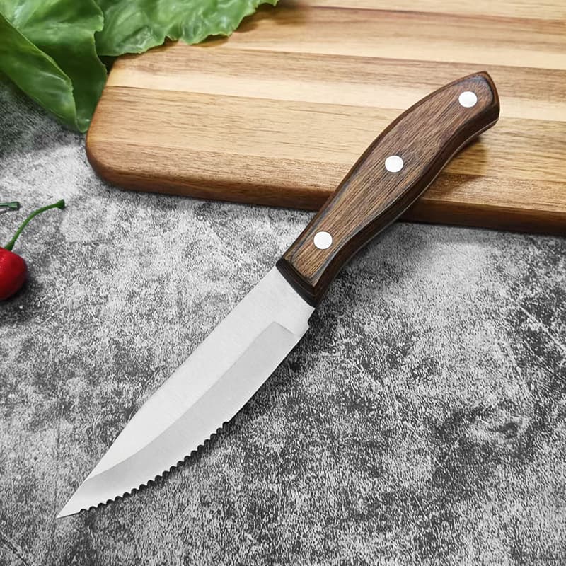 Steak Knife Fruit Knife Kitchen Knife Color Wood Handle Wood Handle Steak Knife Peeling Knife Small Knife Western Serrated Utility Knife