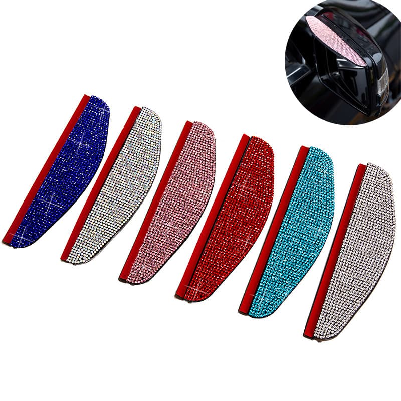 Car Rain Visor Rearview Mirror Rain Guard Rhinestone Anti-Glare Cross-border New Style Rain Shield Waterproof