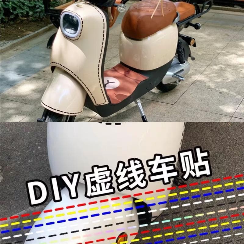 Dashed Line Decorative Reflective Sticker for Car, Electric Motorcycle, Waterproof Body Modification Sewing Stitch Decal Sticker