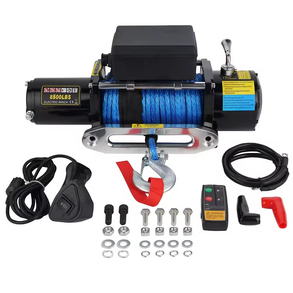 Factory direct sales of 12V/24V 8500lb waterproof car winch at wholesale prices.