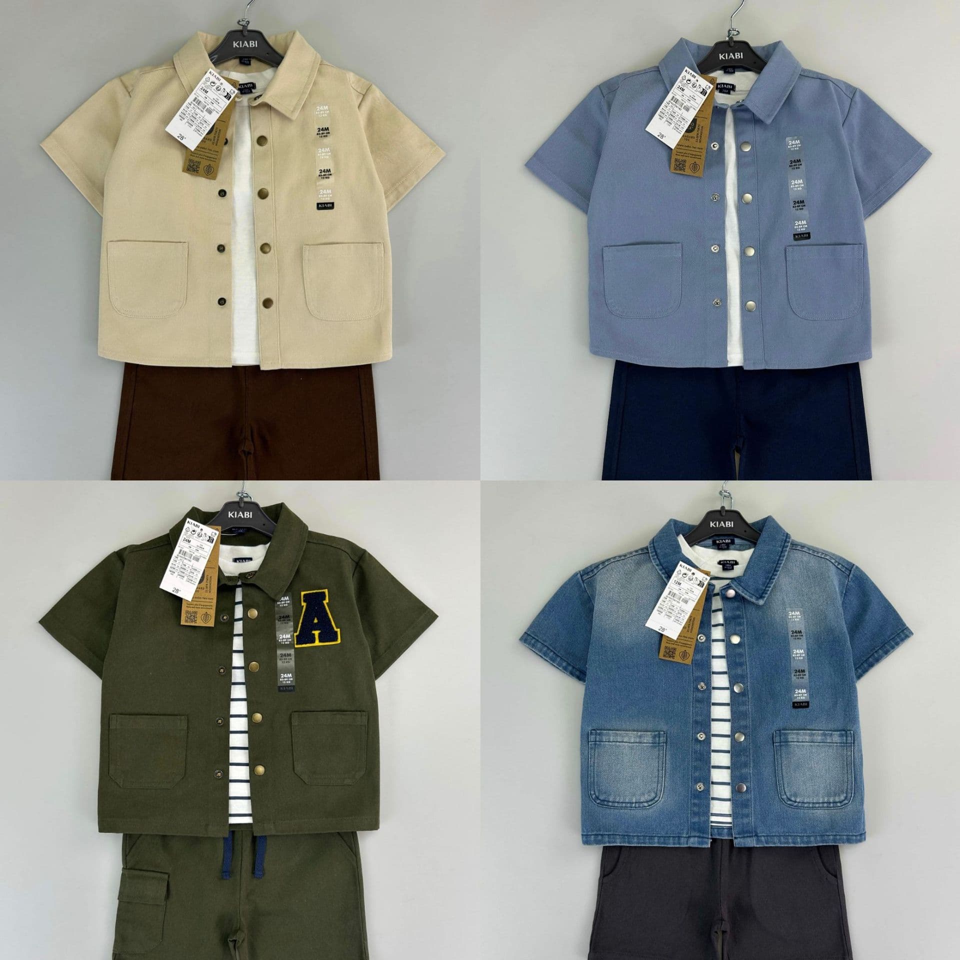 Export Original Spring Kids Boys' Cargo Multi-Pocket Short Jacket and Jeans Set 9-48 Months
