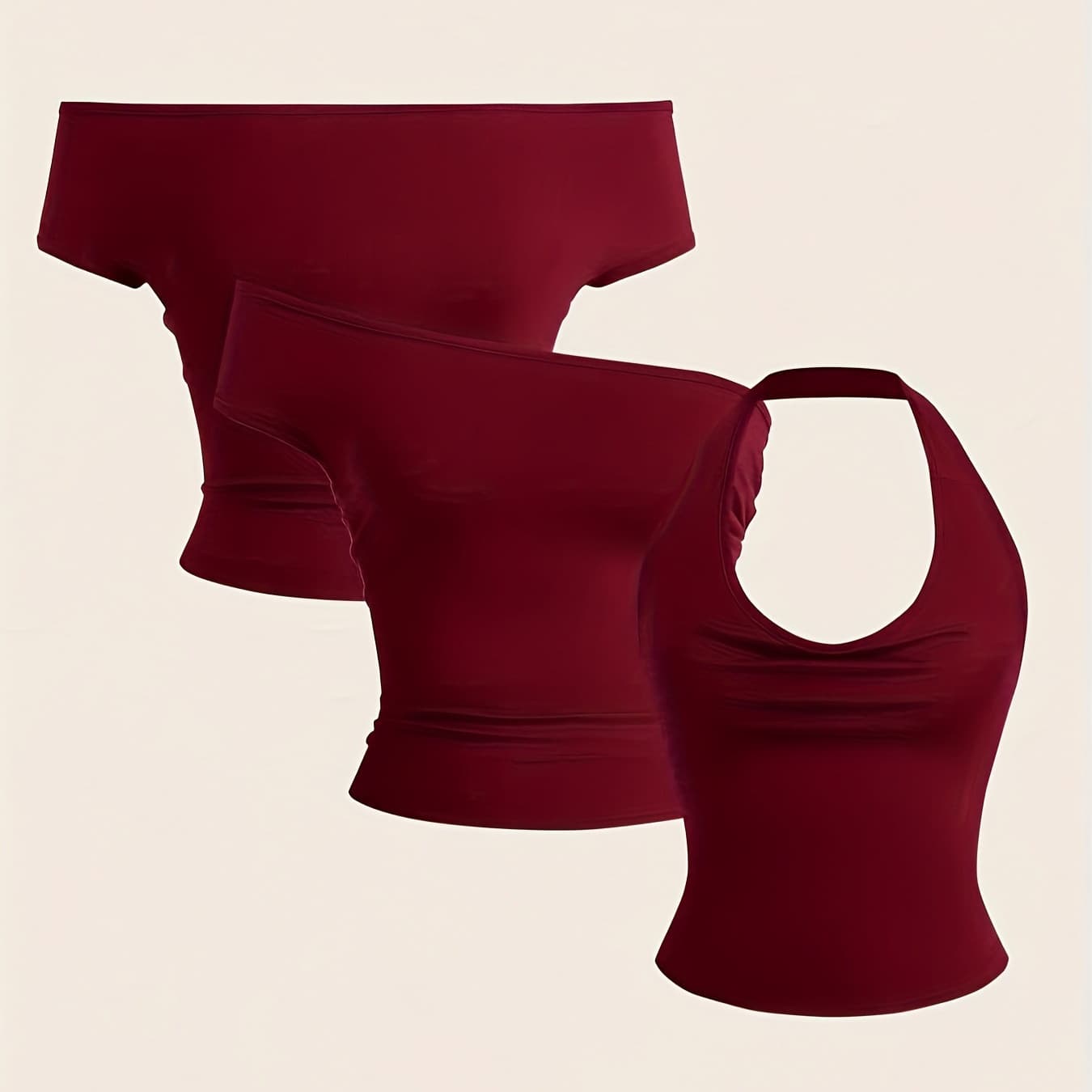 One Piece Three Ways New Women's Off-Shoulder Top Sleeveless Tank Going Out Crop Vest