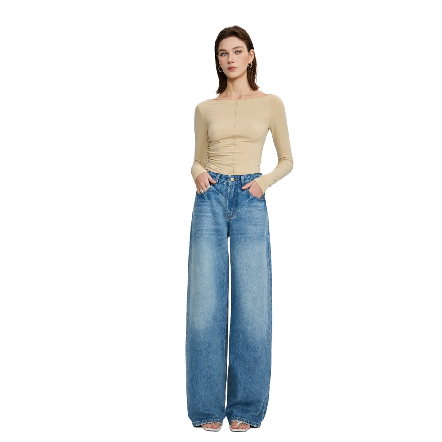 2026 Autumn New Cotton Jeans Women's Retro Fashion Commuting Wide Leg Pants Casual Versatile Pants Wholesale
