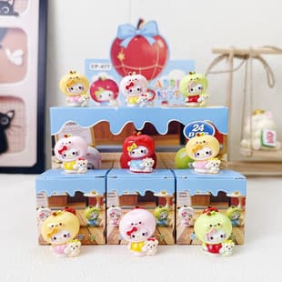 New APPLE KITTY Cute Grain Blind Bag Kitty Cat Resin Figure Blind Box Student Trendy Handicraft Small Gift