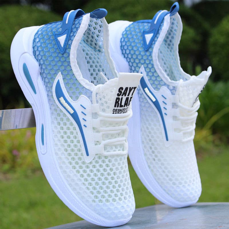 Summer Breathable Men's Mesh Shoes New Hollow Sports Shoes Soft Sole Student Running Shoes Casual Shoes Factory Wholesale