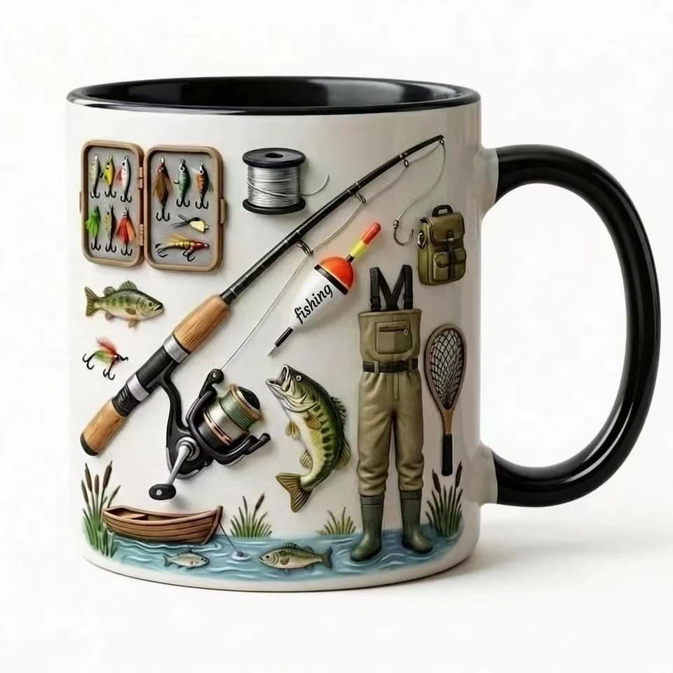 New fishing mug fishing theme ceramic mug for office and home use creative coffee cups