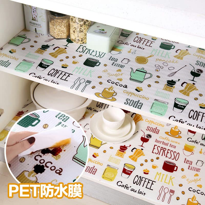 Japanese drawer liners, waterproof and moisture-proof mats for kitchen cabinets, wardrobes, and shoe cabinets; anti-mildew and anti-oil stain stickers.