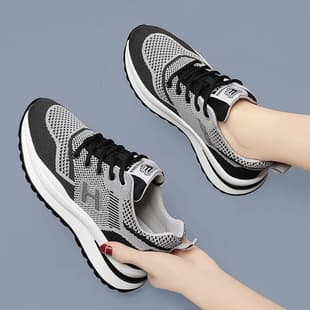 Middle Aged Women Shoes Mom Shoes Sports Shoes Lightweight Flat Mesh Shoes Anti Slip Soft Sole Summer Knitted Breathable Cloth Shoes