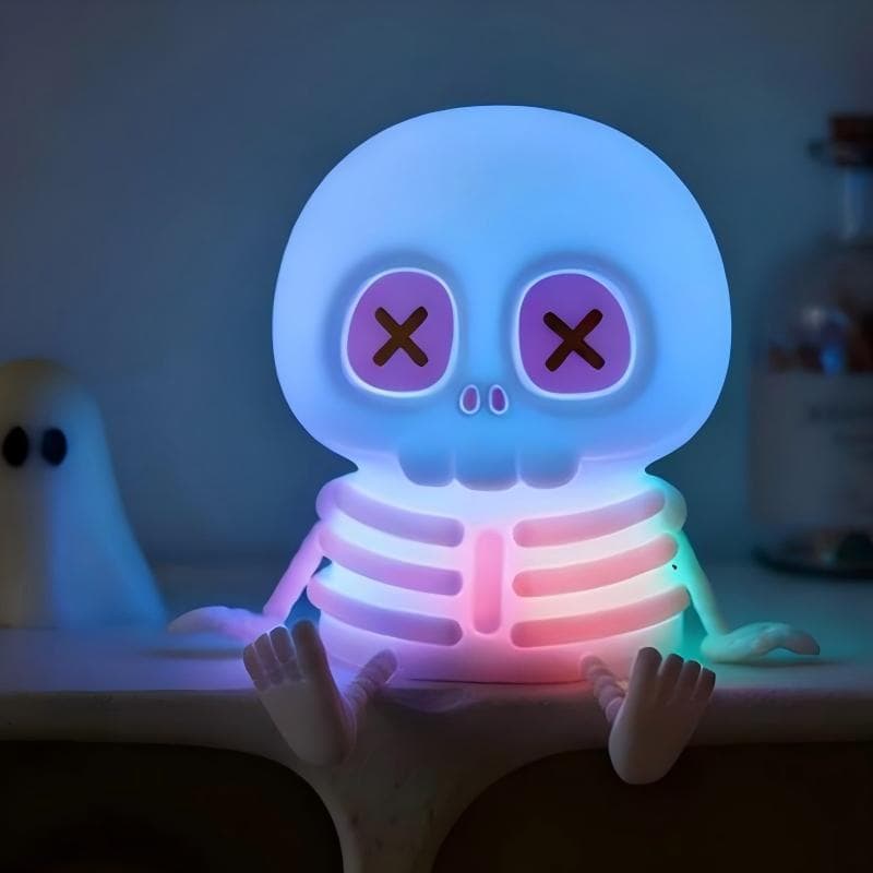 Foreign Trade Halloween Skull Night Light Kids Funny Gift RGB Ambient Light Silicone Tap Light