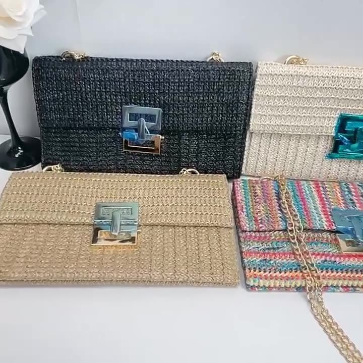 Cross-Border Trend New Woven Clutch Bag Amazon Handbag European and American Fashion Tassel Bag Straw Woven Envelope Bag