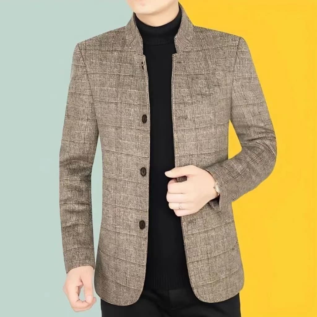 Autumn/Winter Casual Small Suit Men 2024 Autumn/Winter Notched Lapel Trendy Large Size Top Versatile Checkered Blazer