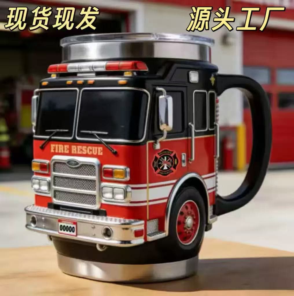 TK Novelty Personality Practical Best-Selling Popular Fire Rescue Mug Fire Rescue Truck Stainless Steel Coffee Cup