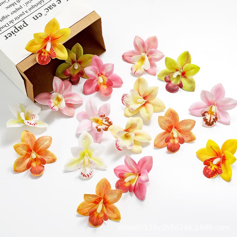 Artificial Cymbidium Flower Decoration Bionic Wedding Props DIY Flower Head 3D Printing Factory Direct Sales