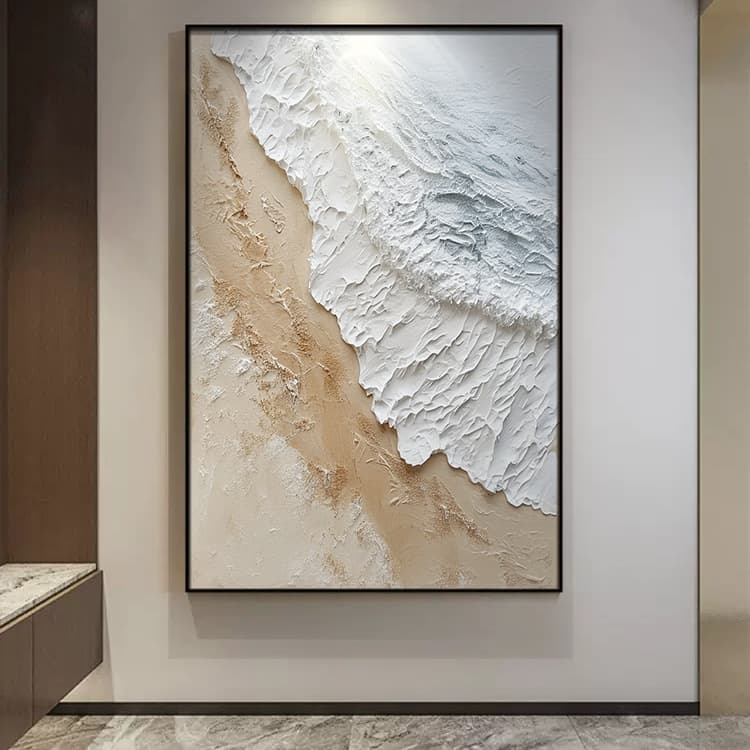Dafen Oil Painting Village Hand-Painted Wave Texture Cream Style Abstract Living Room Entryway Sofa Background Mural