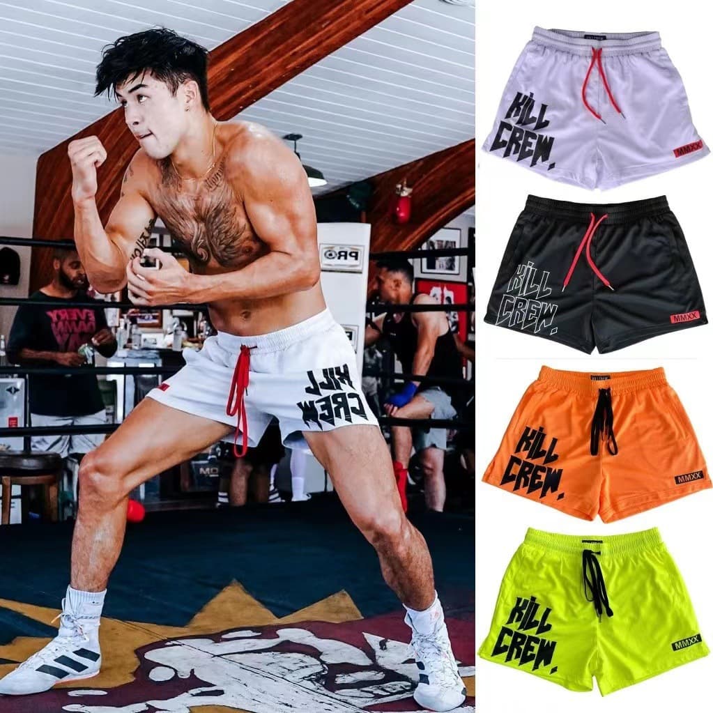 Men's Sports Mesh Quick Dry Short Pants Boxing Training Three-quarter Length Fitness Running Basketball Shorts Breathable Comfortable