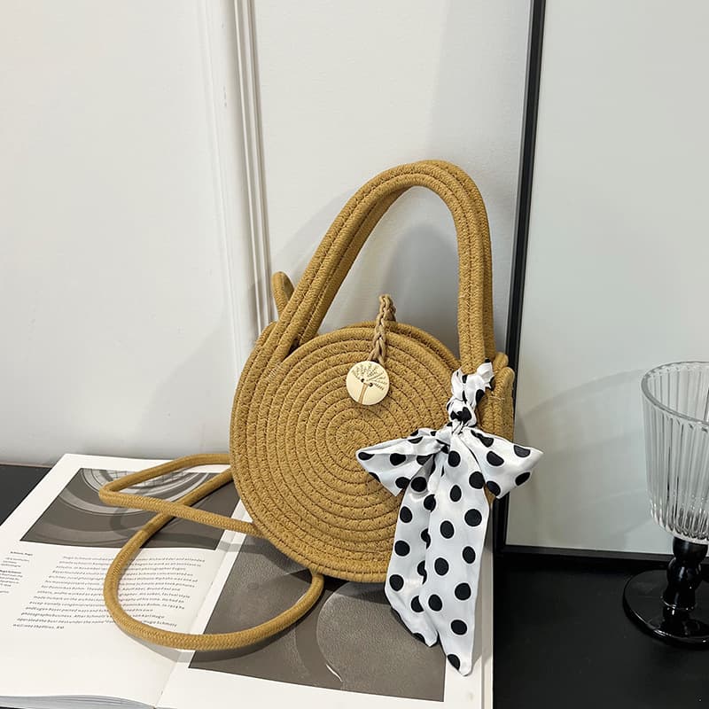 2025 New Woven Women's Straw Trendy Cross-Border Mobile Phone Bag Casual Tangniel Handheld Crossbody Bag