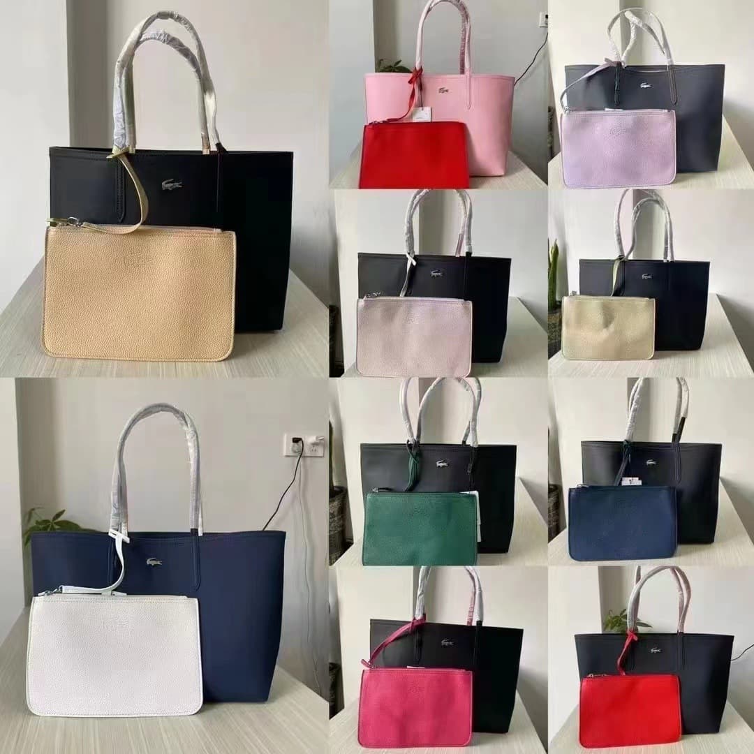 French New Style Double-Sided Handbag Crossbody Bag Large Capacity Shoulder Tote Bag Commuter Tote Women's Bag Lacoste Bag