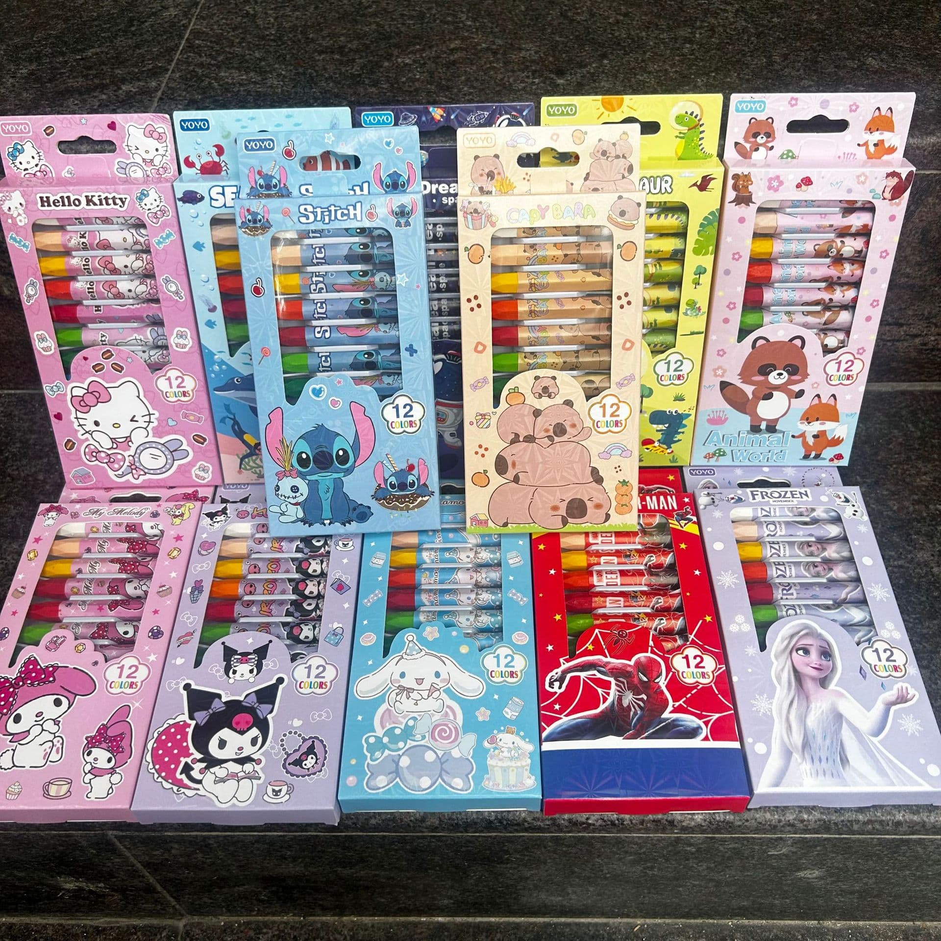 Foreign trade Stitch 12-color crayon student cute Sanrio cartoon oil pastel art painting pen June 1st hit