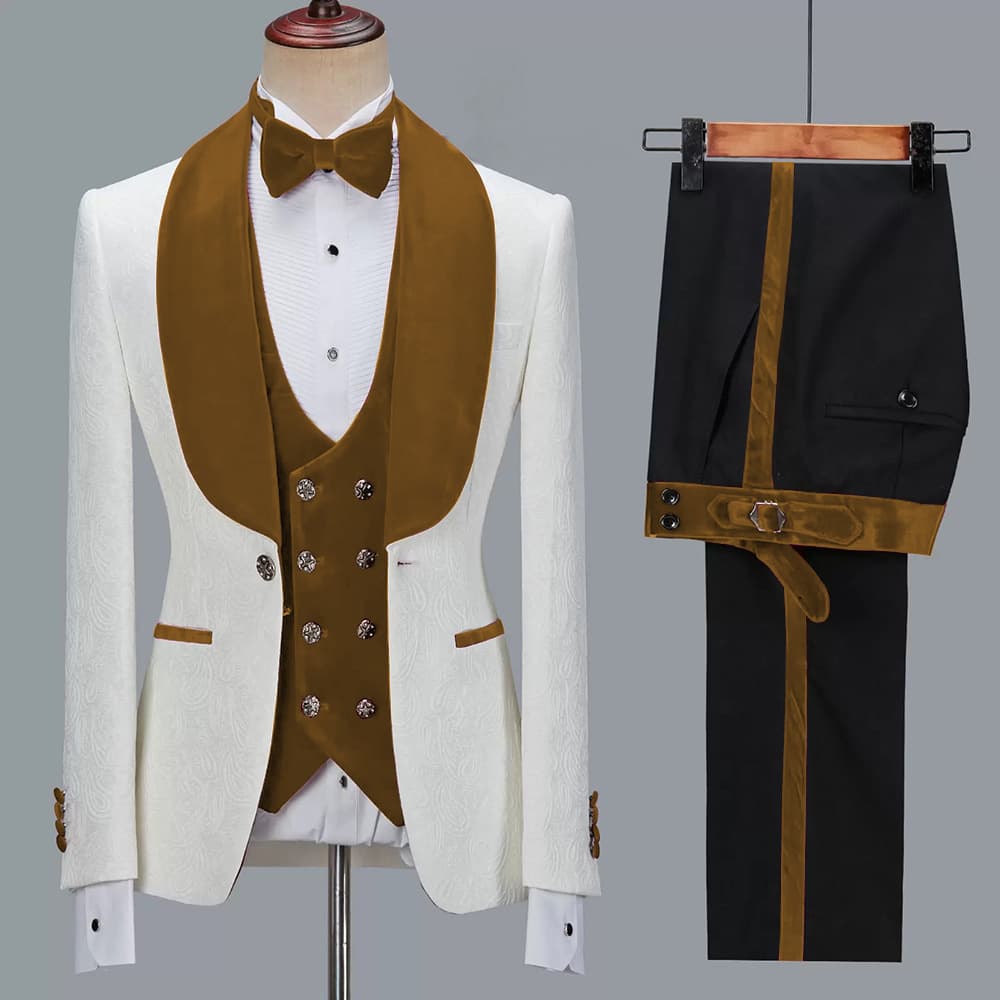 Cross-border men's jacquard suit three-piece suit officiating wedding suit suit male business casual groomsman dress