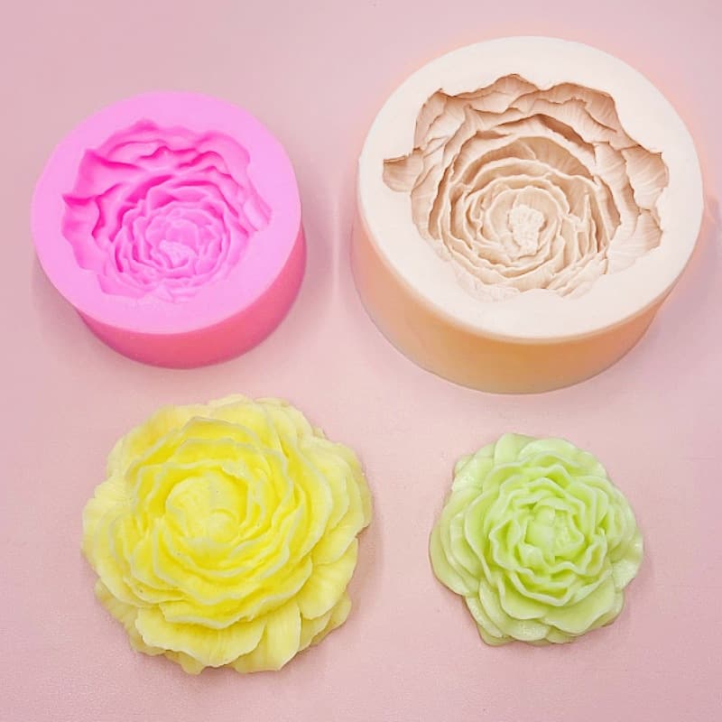 Large and small peony flower scented candle silicone mold peony flower fondant chocolate cake decoration silicone mold