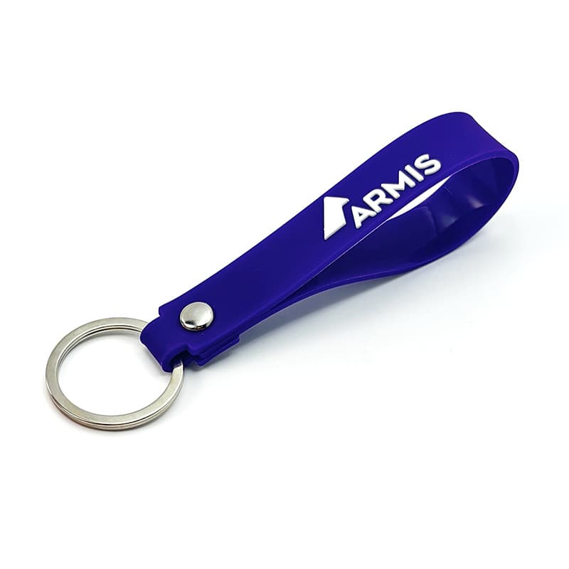 PVC soft rubber rope keychain wrist strap with raised epoxy lettering LOGO for advertising and brand promotion