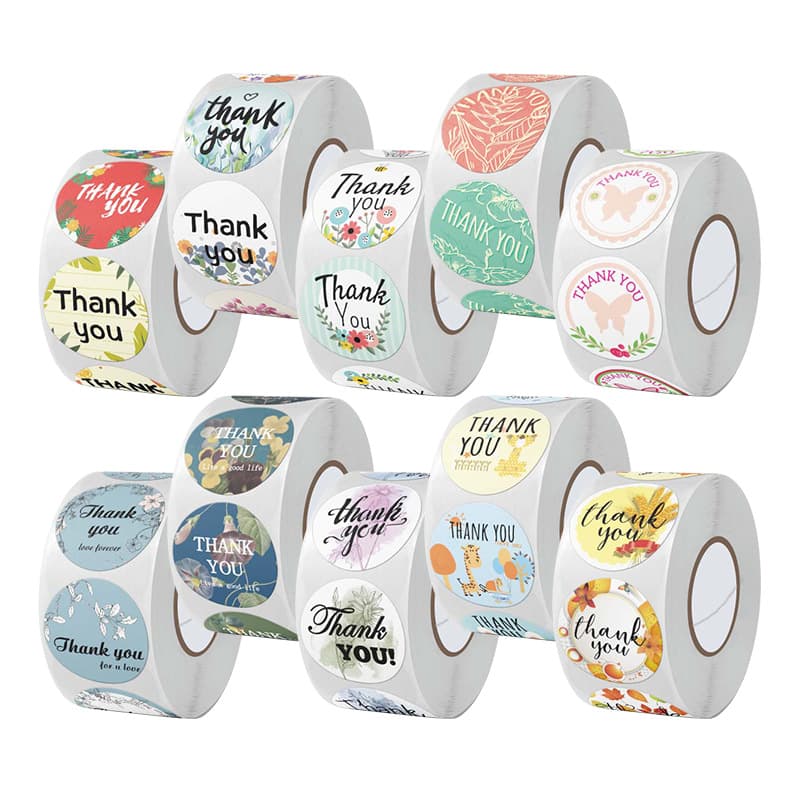 New Roll of Thank You Sealing Stickers, Non-Adhesive Gift Baking Packaging Thank You Stickers