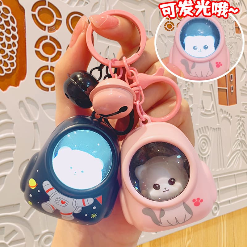 Bear Backpack Night Light Keychain Bag Charm Creative Ambient Light Keychain Glowing Gift Ins Style
