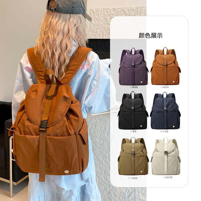 Korean-style autumn/winter new backpack, large-capacity high school girl commuter bag, solid color backpack