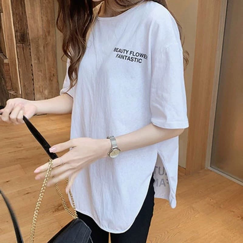 2025 Summer New Fashion Letter Print Short Sleeve T-Shirt for Women Loose Casual Top Tee Undershirt