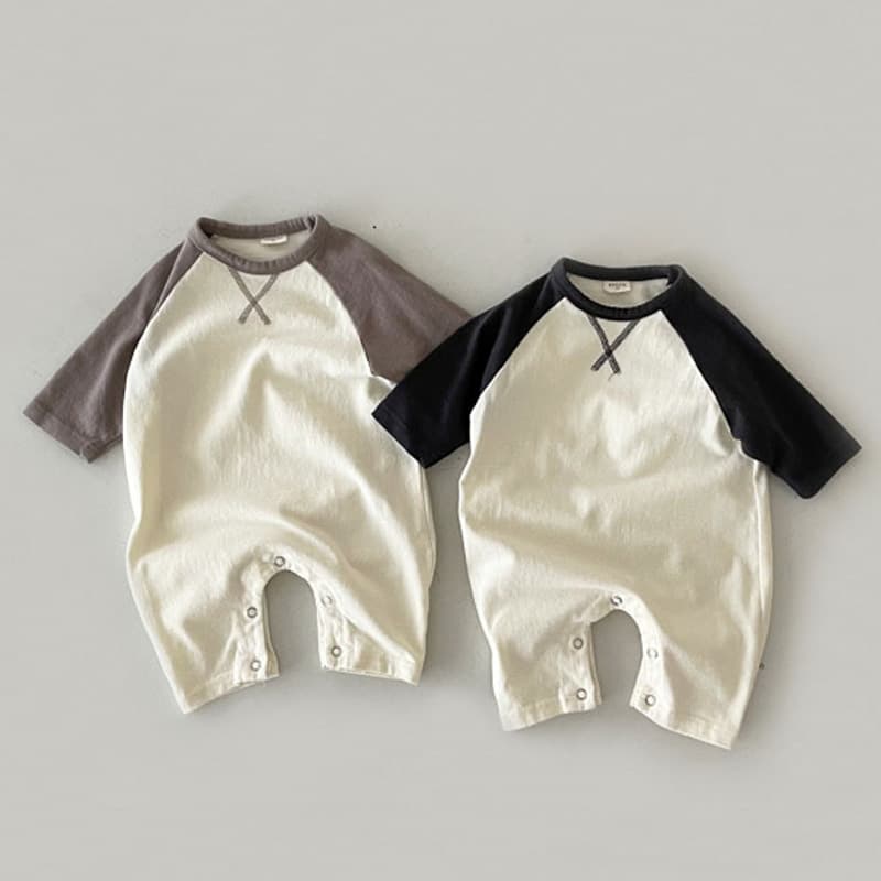 Korean-style newborn comfortable casual bodysuit, contrast-color homewear crawling suit and sleepwear for baby boys and girls, long crawling suit