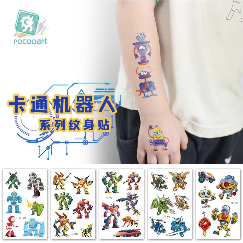 Waterproof Temporary Tattoo Stickers for Kids Cartoon Robot Arm Decals Boys Fun Bandages Alternative to Real Tattoos