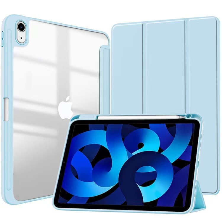 Acrylic Transparent Anti-Bend Case for 2022 iPad 10, Compatible with Air6, iPad 10.2, Tri-Fold Pencil Slot