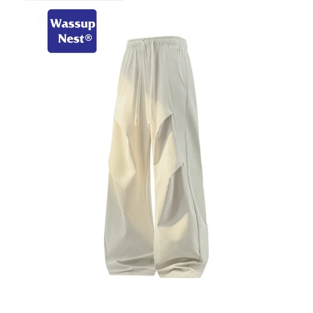 WASSUP NEST American Straight Casual Pants for Men and Women, Summer Street Style, Loose Fit, Versatile, Draped, Breathable, Vintage
