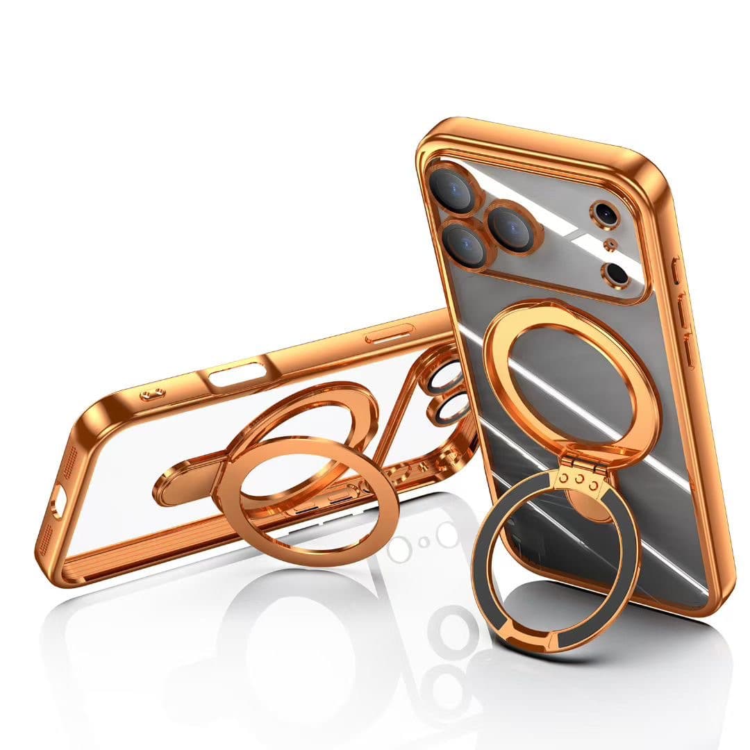 Compatible iPhone 17 Case Electroplated Transparent Magnetic Stand Apple 17 Pro Max with Lens Film Protective Cover
