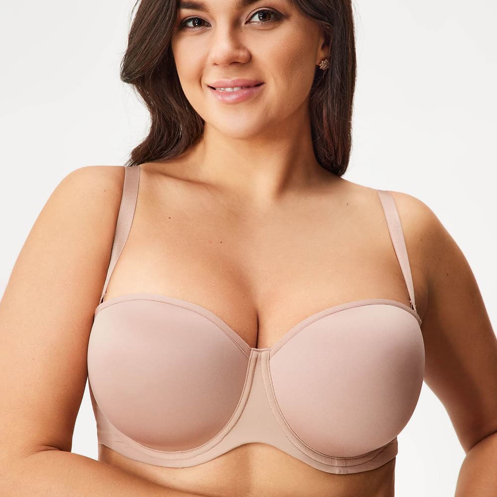 G-cup plus size smooth 1/2 cup anti-slip removable strap bra customization, full package service, custom design, fast delivery.