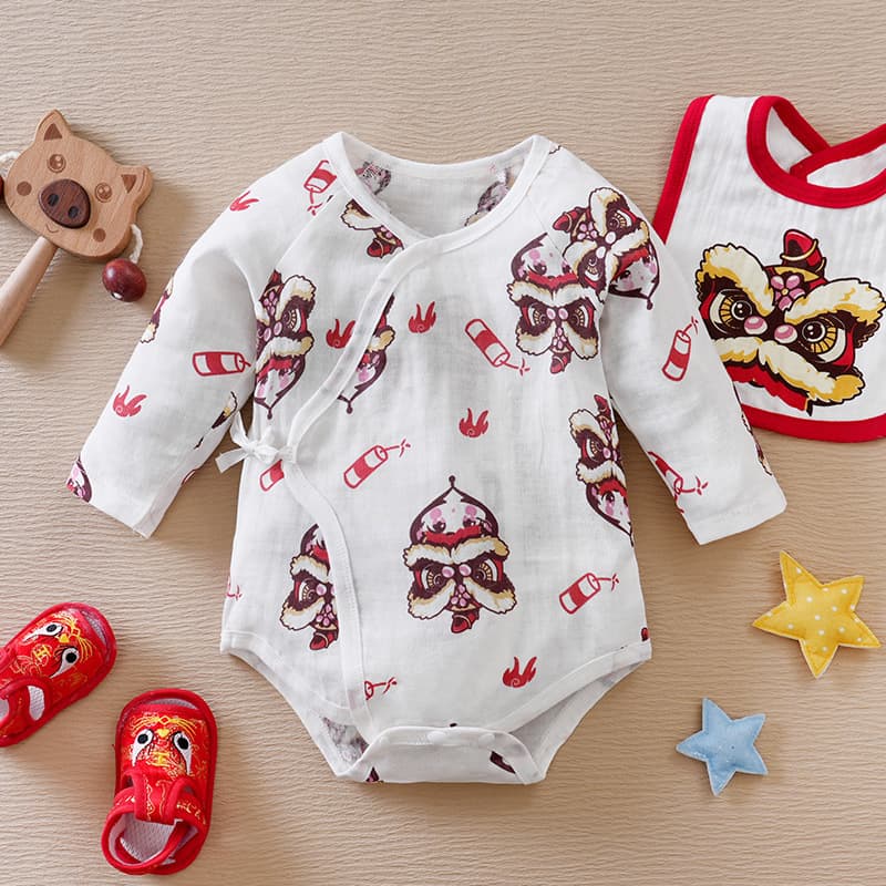 Newborn Baby Triangle Long Sleeve Onesie All Seasons Clothes Comfortable Cotton Romper Unisex Baby Clothes for Crawling
