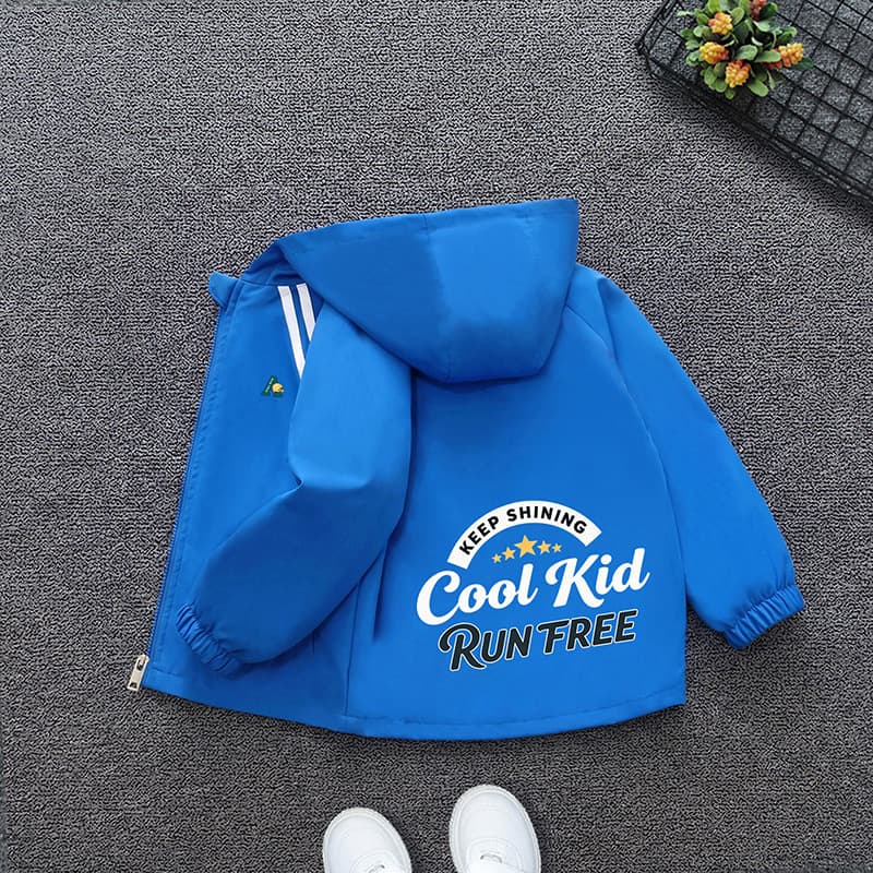 Boys 2026 Autumn Hooded Jacket Korean Style Letter Print Top for Big Kids Stylish Versatile Casual Jacket