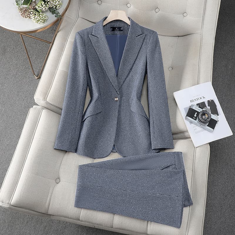 2025 Amazon Wish Casual Fashion Blazer and Trousers Set for Women, Professional Suit, Cross-Border Trade Long Pants Suit 8978