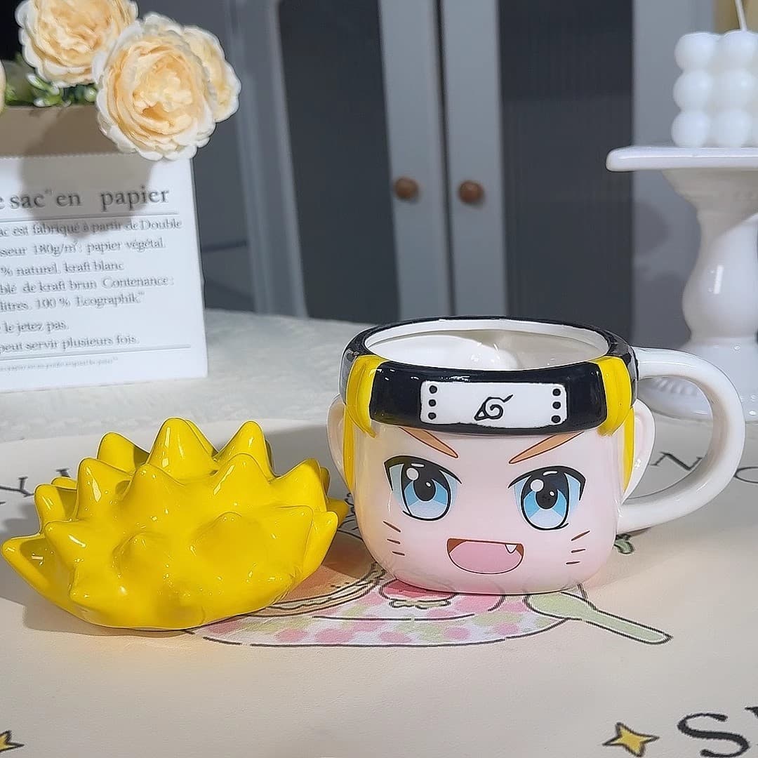 Naruto mug with lid anime style water cup whirlpool Naruto ceramic cup personalized creative trendy milk cup