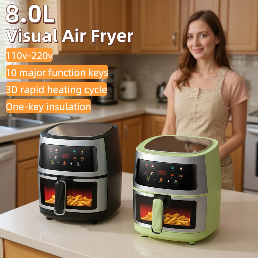 Multi-function stainless steel visible oil-free air fryer with large capacity for cross-border wholesale