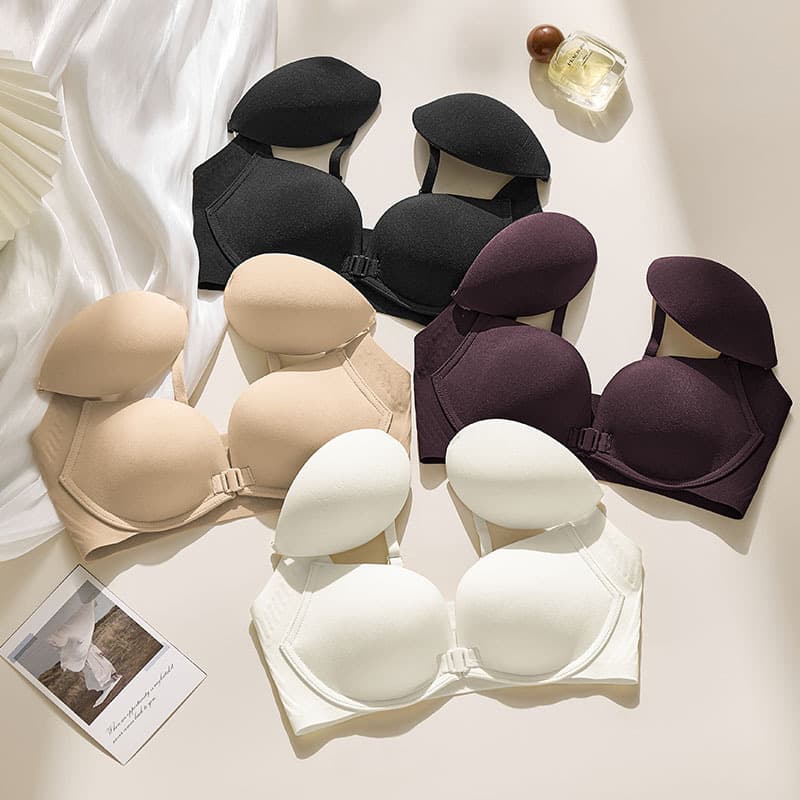 Seamless Two-Way Wear Padded Bra for Live Streaming, Dropshipping, Lift-Up, 3D Front Clasp, Push-Up, Sexy Deep V Bra, Foreign Trade, Cross-Border