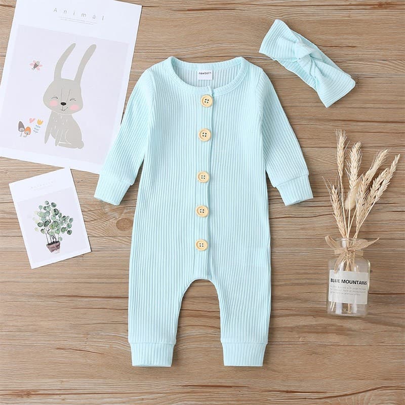 Baby Girls' Long-Sleeve Romper for Spring and Fall, Infant Onesie with Crotch Opening and Round Neck