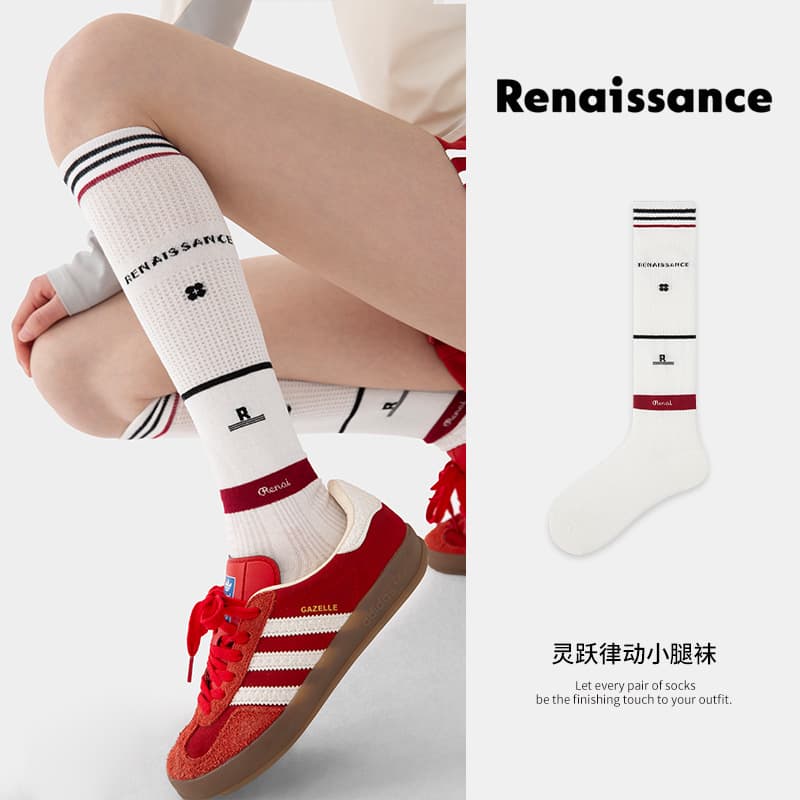 Renaissance Original Women's Socks Spring/Summer Striped Mesh Princess Socks Simple Slim Calf Socks Ins Socks for Women