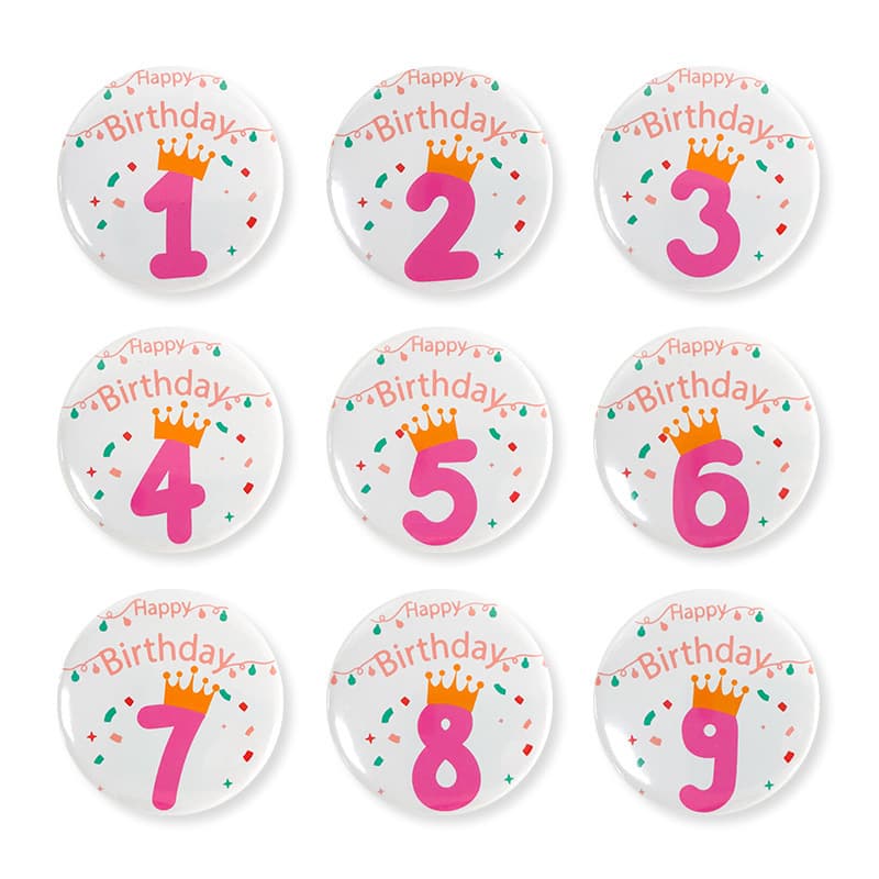 Amazon Cartoon Birthday Number Badge Baby Birthday Party Tin Pin Photo Prop