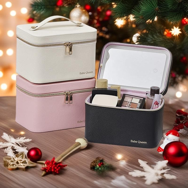 Cross-border Light Luxury LED Makeup Case with Mirror Large Capacity Storage Bag High Appearance Large Capacity Portable Makeup Bag