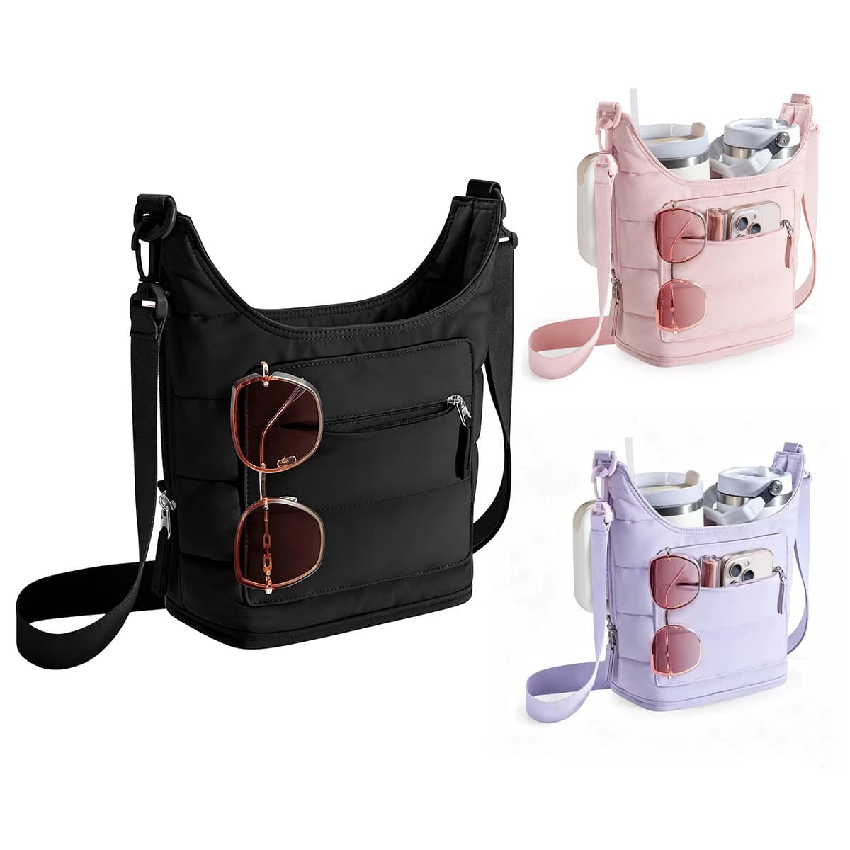 Feihong Cross-border Double Cup Water Cup Cover with Strap Large Capacity Water Bottle Crossbody Bag Mobile Phone Position Outdoor Hiking and Mountaineering Bag