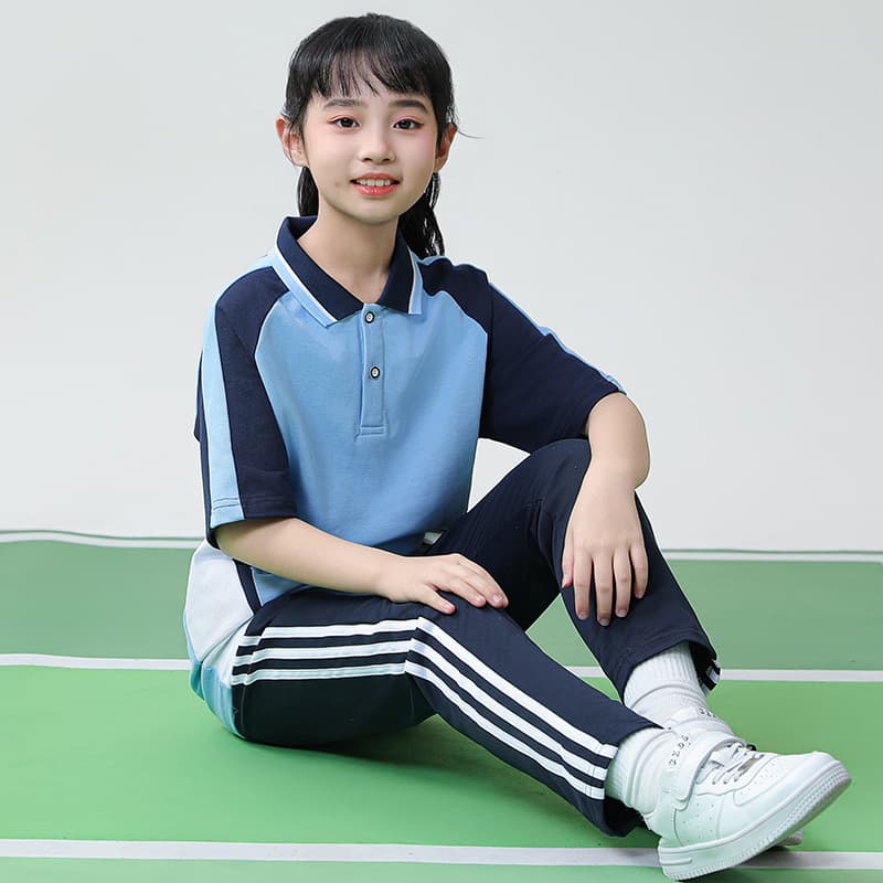 New Campus Style Summer Short-Sleeve School Uniform Set Sports Uniform for Primary and Secondary Students Class Uniform Graduation Gown