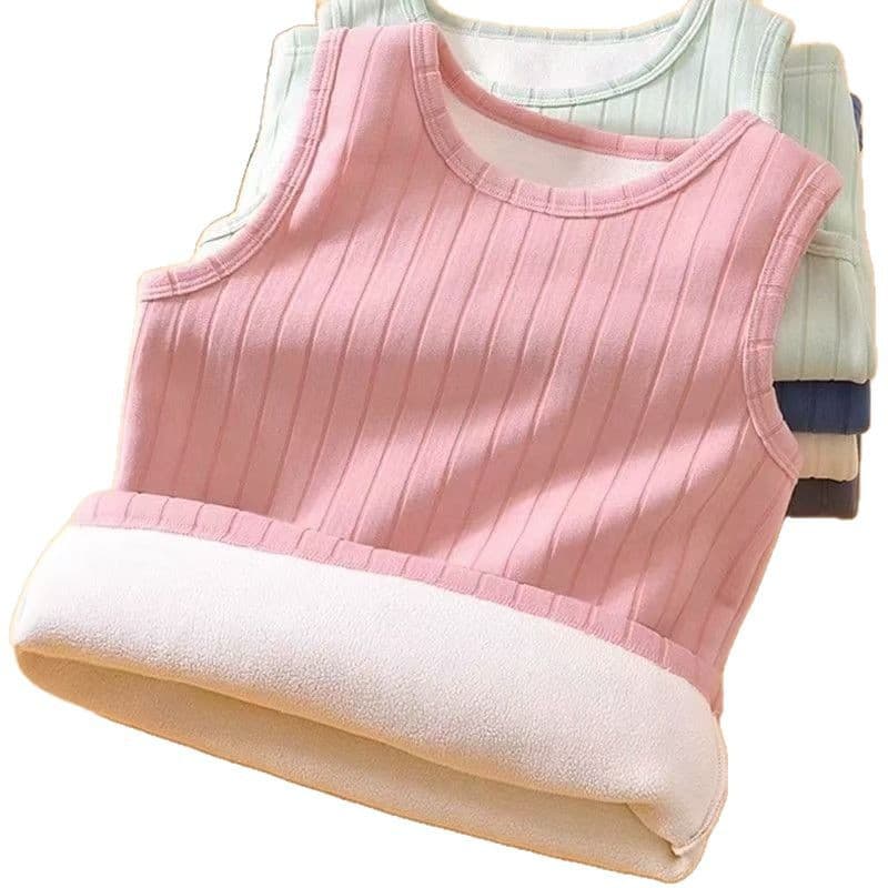 Children's Vest Fleece-Lined Thickened Boys and Girls Vest Close-Fitting Thermal Integrated Fleece Autumn and Winter Base Layer