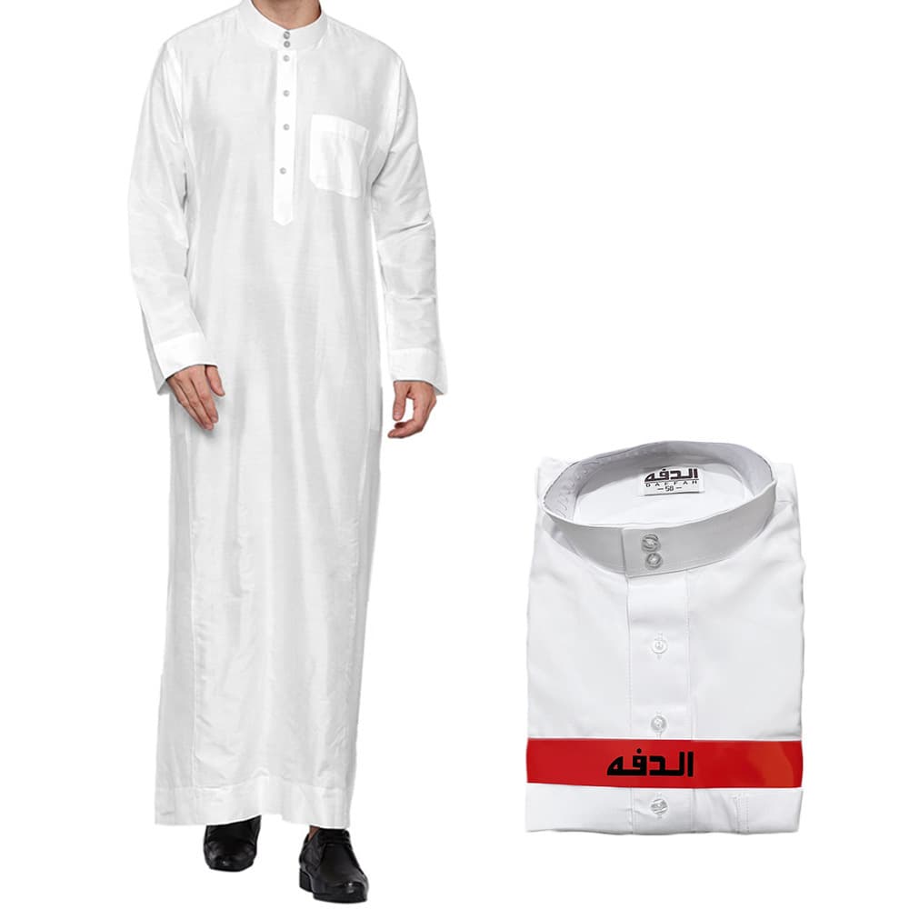Cross-border polyester men's long robe, Qatar stand-up collar long robe, pocket design, Arabian Middle East Dubai travel apparel